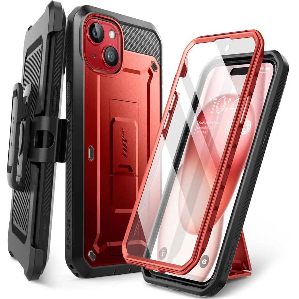 Etui pancerne Supcase Unicorn Beetle Pro do iPhone 15, czerwone